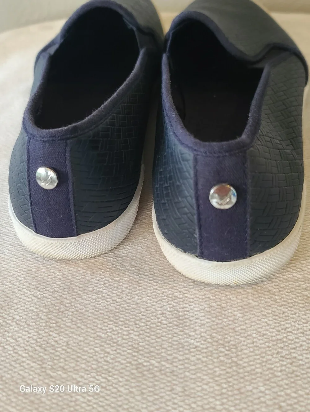 Nautica Navy Textured Slip-On Flats with White Sole